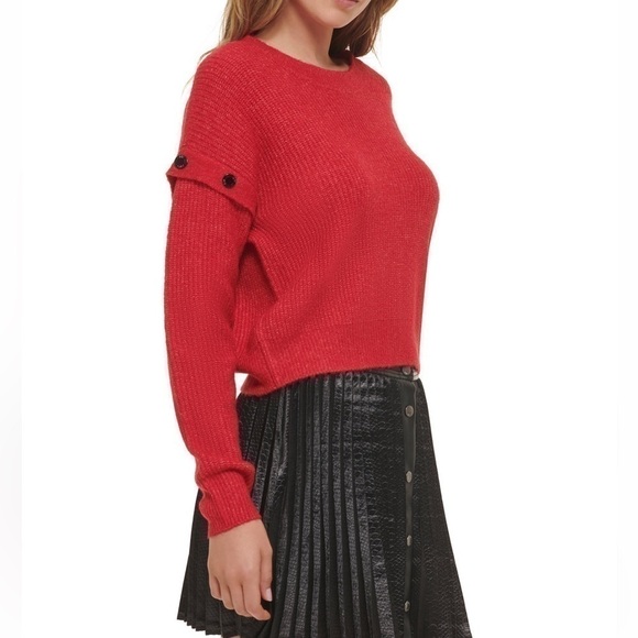 DKNY Jeans Women's Drop-Shoulder Long-Sleeve Sweater Large Red NWT - Picture 10 of 10